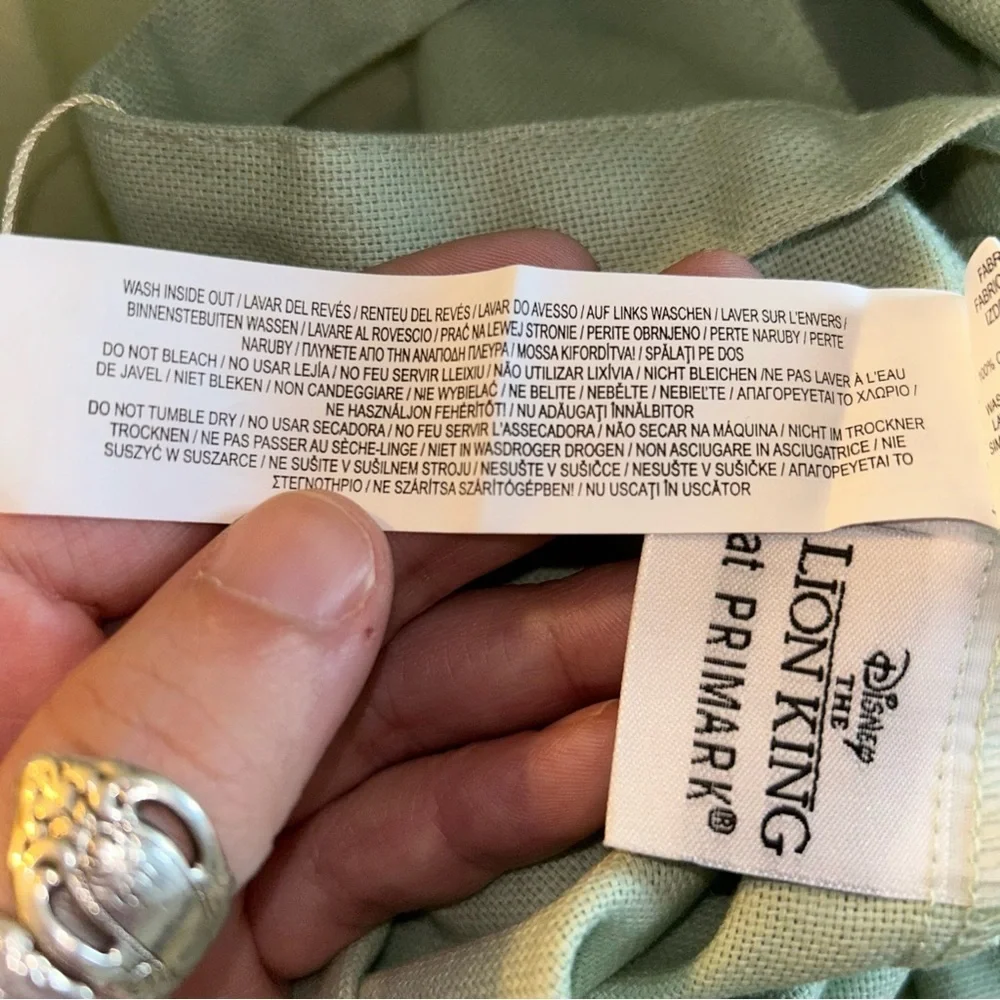 Lion King light green cotton tote bag with young Simba and Zasu flawed